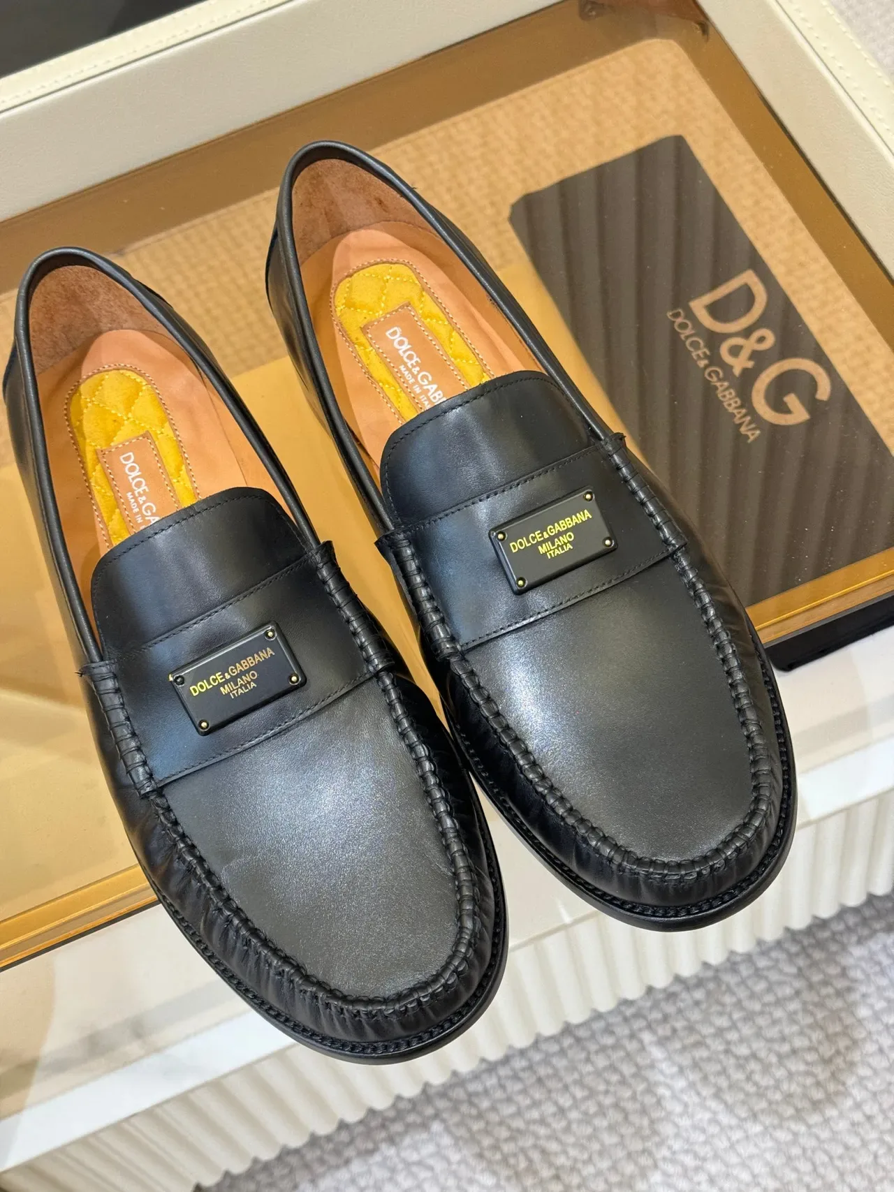 Dolce & Gabbana Portofino Mocassim de Couro Preto 4