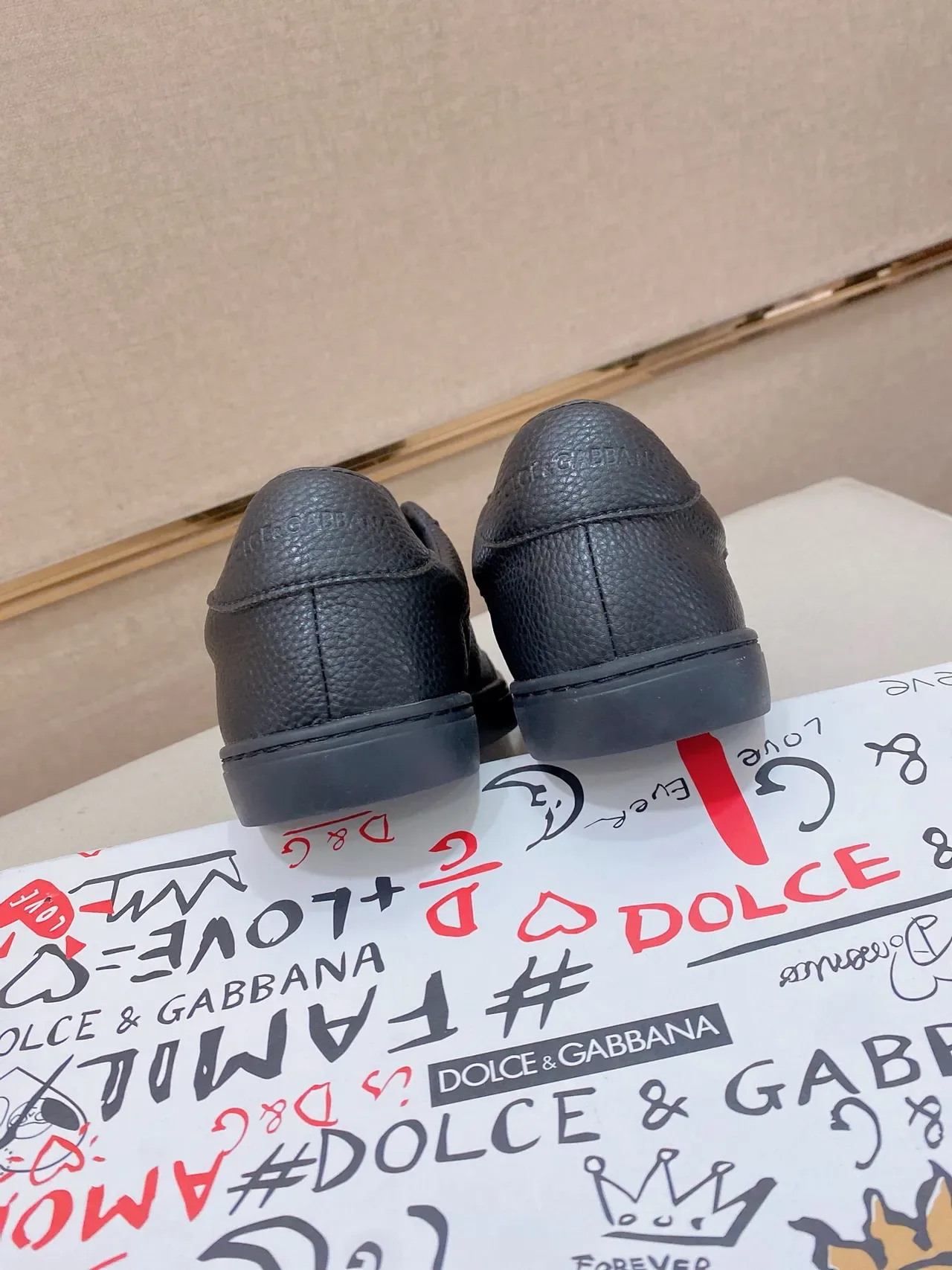 Dolce & Gabbana Portofino Sneakers Lifestyle en Cuir Perforé Noir 3