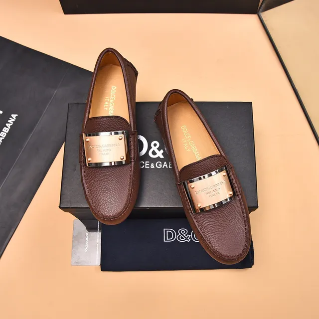 Dolce & Gabbana Portofino Mocassins Marron Cuir Grainé 2