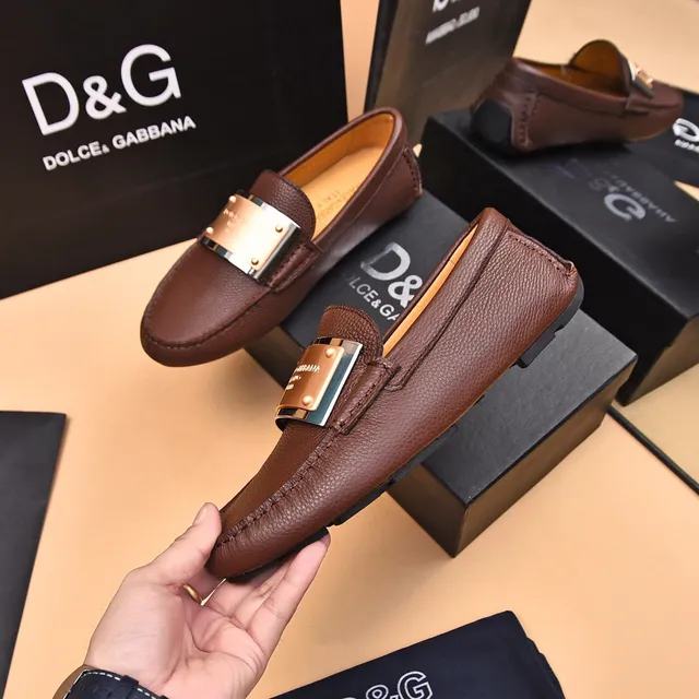 Dolce & Gabbana Portofino Mocassins Marron Cuir Grainé 4