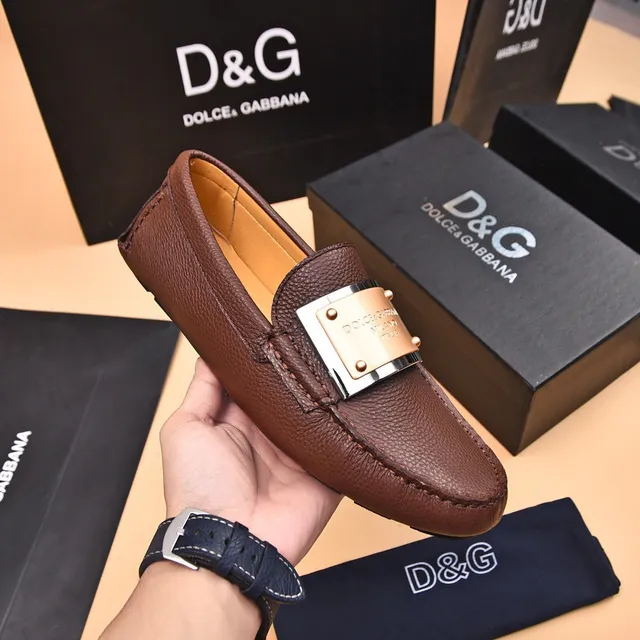 Dolce & Gabbana Portofino Mocassins Marron Cuir Grainé 5