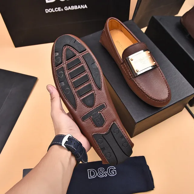 Dolce & Gabbana Portofino Mocassins Marron Cuir Grainé 7