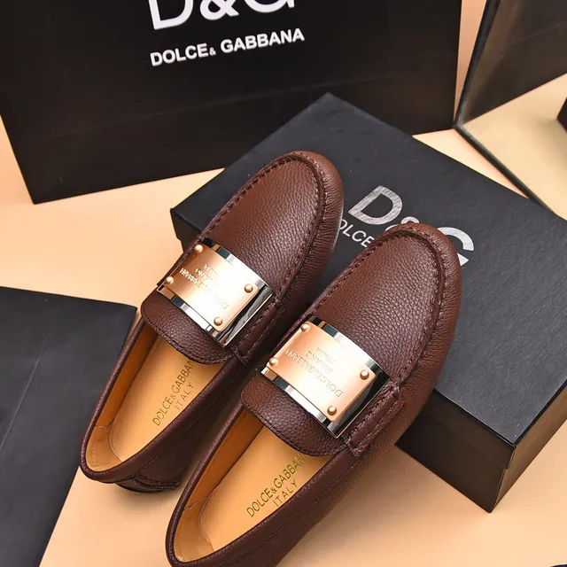 Dolce & Gabbana Portofino Mocassins Marron Cuir Grainé 8