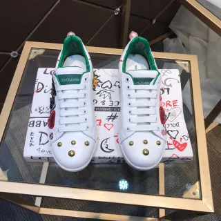 Dolce & Gabbana Portofino 白绿金 stud 生活方式运动鞋