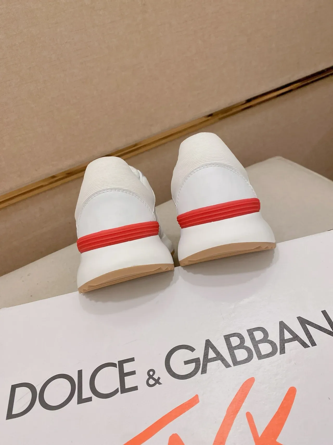 Dolce & Gabbana White Red Leather And Textile Upper Metallic Silver Side Panel Lifestyle Sneakers 3