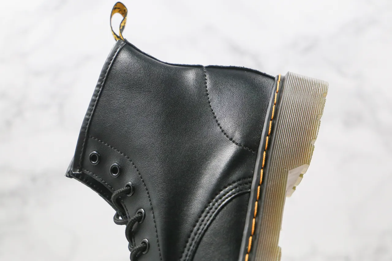 Dr. Martens 1460 Black Smooth Leather Yellow Stitch Martin Boots 7