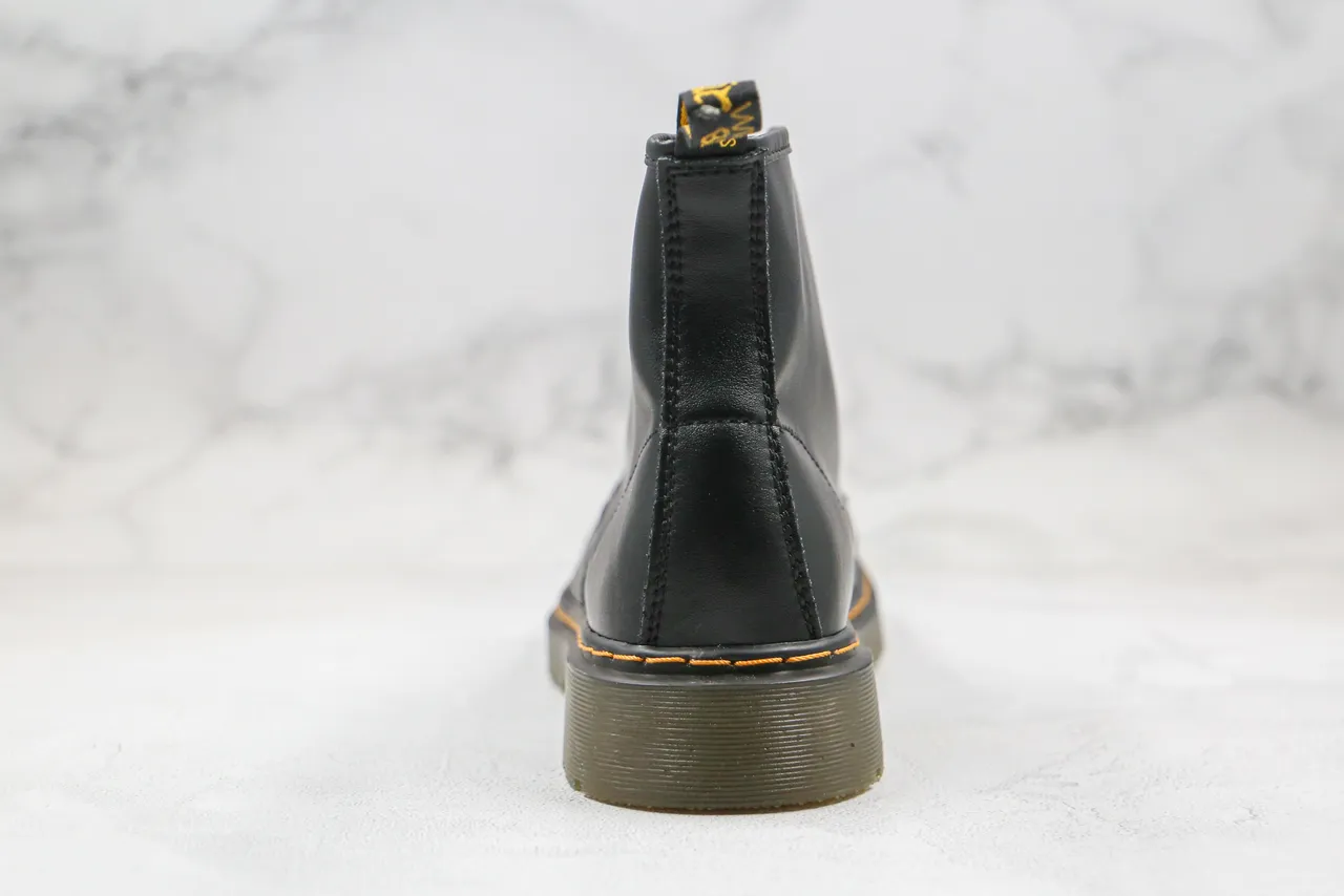 Dr. Martens 1460 Black Smooth Leather Yellow Stitch Martin Boots 10