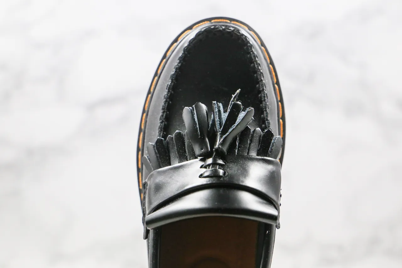 Dr. Martens 1461 Black Yellow Leather Tassel Strap Loafer 5