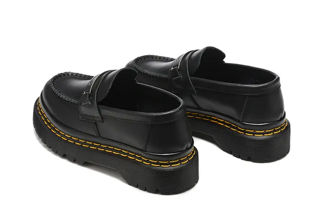 Dr. Martens 1461 mocasín Negro Amarillo Cuero Plataforma Suela con tacos mocasín 7