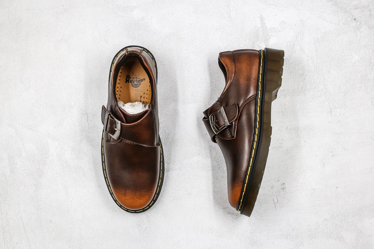 Dr. Martens 1461 Monk Brown Leather Single-Strap Monk Shoe 8