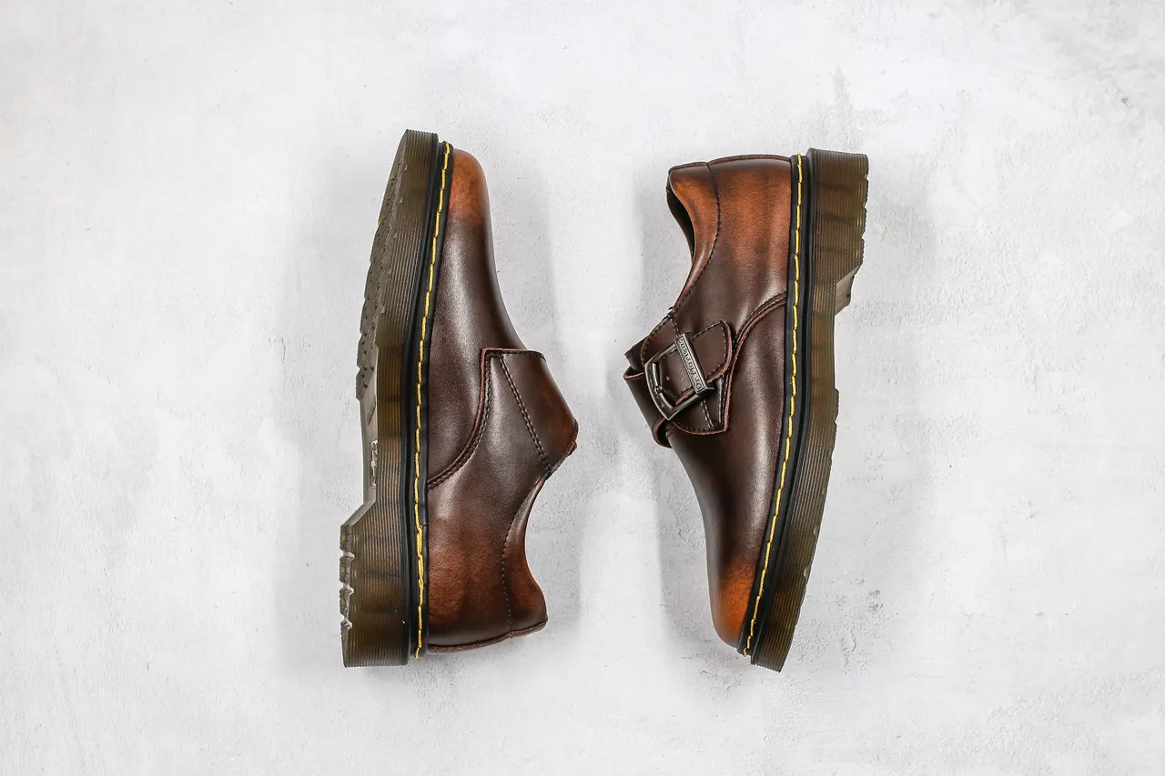 Dr. Martens 1461 Monk Brown Leather Single-Strap Monk Shoe 9