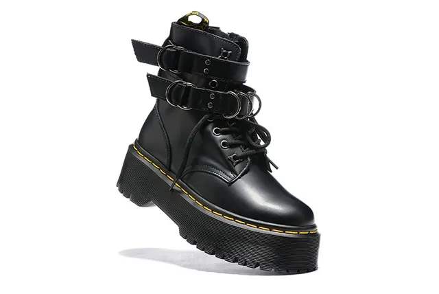 Dr. Martens Jadon Platform Botas de tornozelo de couro preto 2