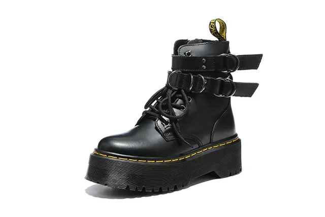 Dr. Martens Jadon Platform Botas de tornozelo de couro preto 3