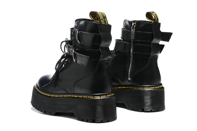 Dr. Martens Jadon Platform Botas de tornozelo de couro preto 5