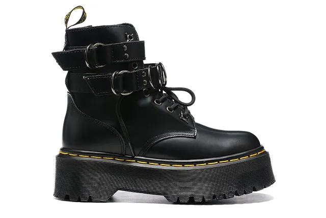 Dr. Martens Jadon Platform Botas de tornozelo de couro preto 6