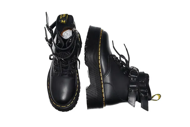 Dr. Martens Jadon Platform Botas de tornozelo de couro preto 7