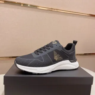 Emporio Armani Black Gold Mesh-and-Synthetic Upper Sculpted White Midsole Lifestyle Sneakers