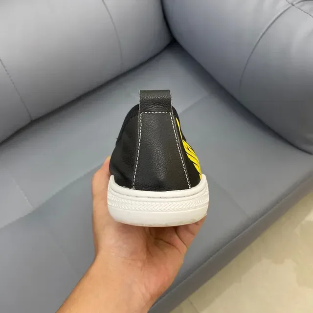 Emporio Armani Black White Slip-On Leather Upper Lifestyle Sneakers 3