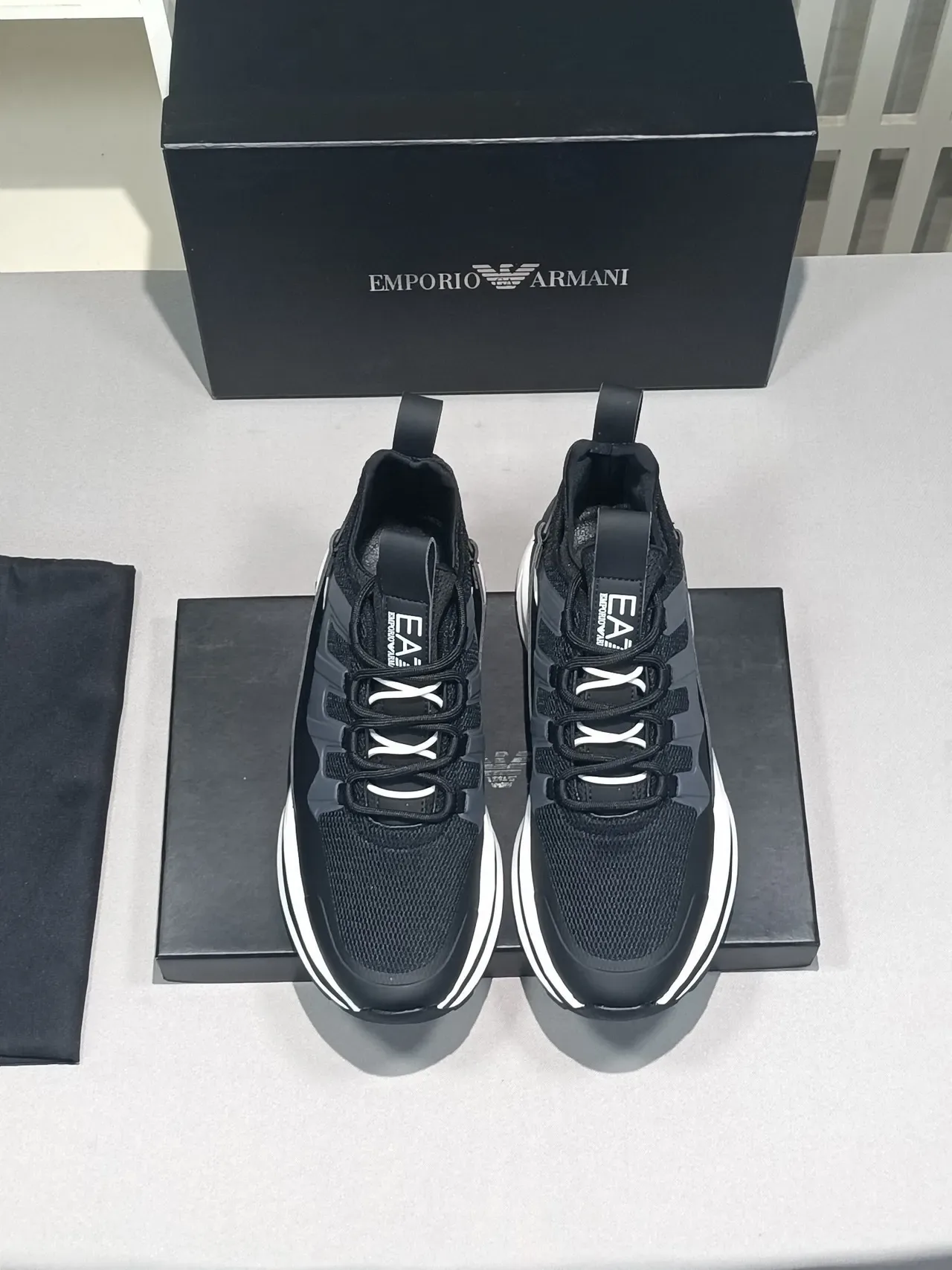Emporio Armani EA7 Black and Gray Mesh Lifestyle Sneaker 3
