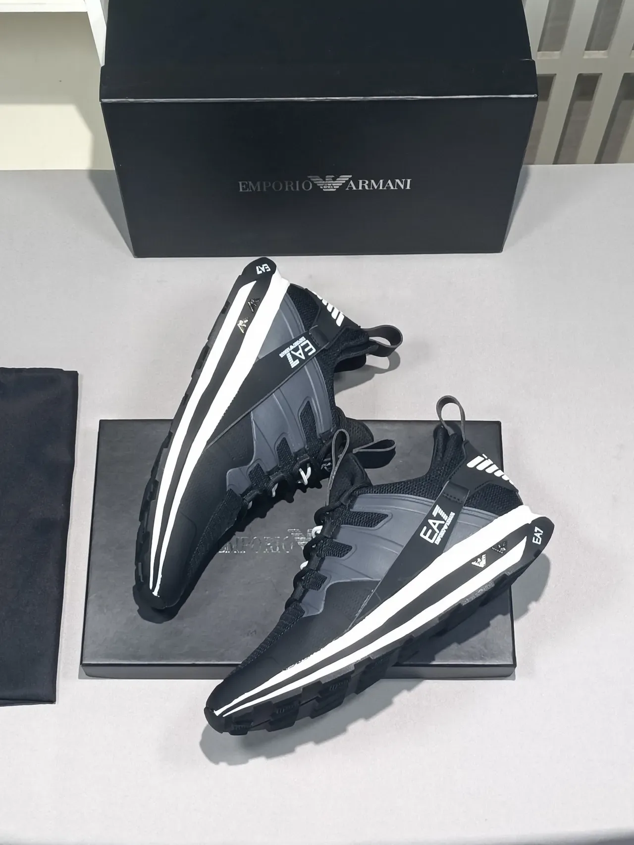 Emporio Armani EA7 Black and Gray Mesh Lifestyle Sneaker 5