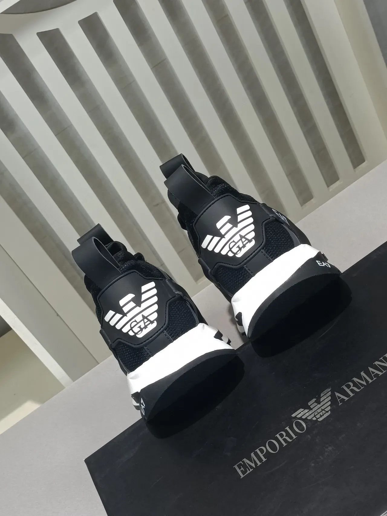 Emporio Armani EA7 Black and Gray Mesh Lifestyle Sneaker 6