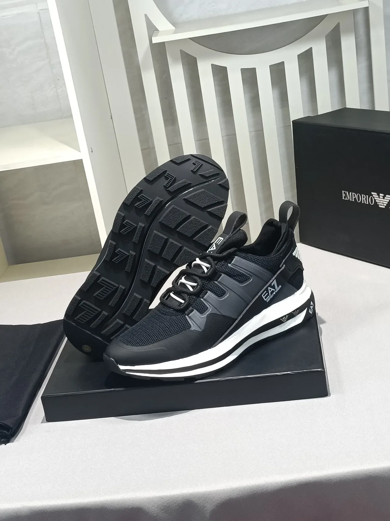 Emporio Armani EA7 Black and Gray Mesh Lifestyle Sneaker 8
