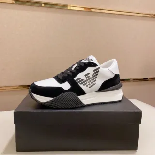 Emporio Armani ঈগল লোগো কালো ও সাদা লাইফস্টাইল স্নিকার