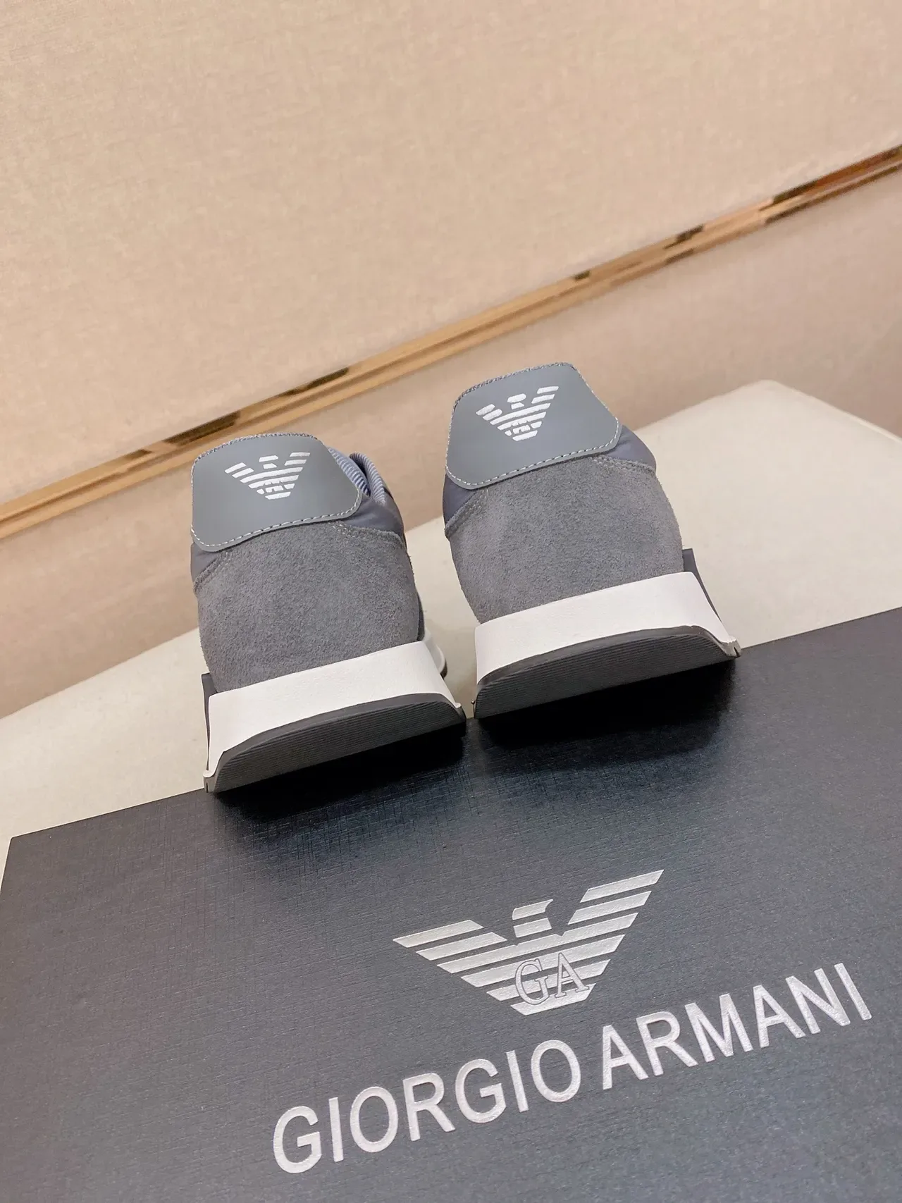 Emporio Armani Gray and White Lifestyle Sneakers 3