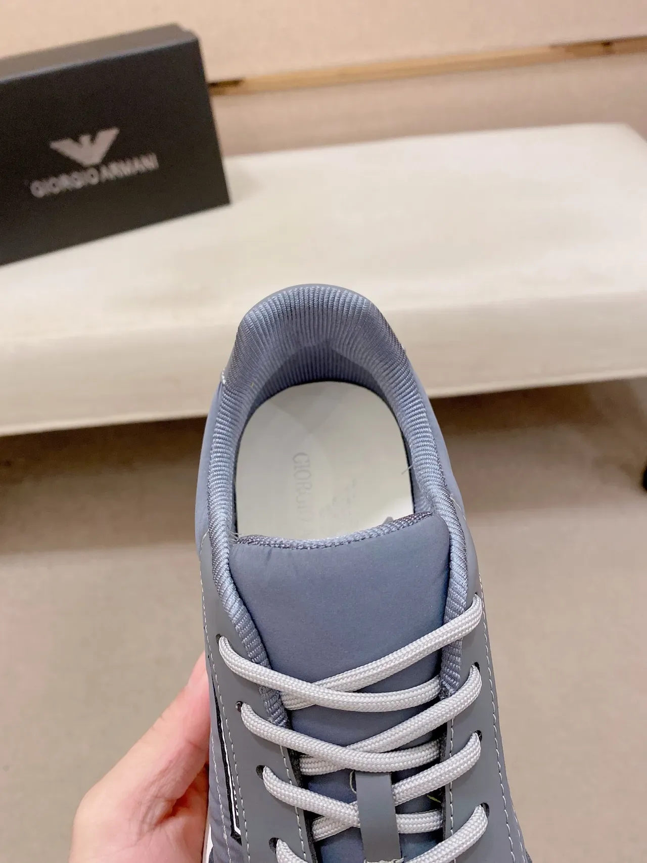 Emporio Armani Gray and White Lifestyle Sneakers 4