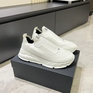 Emporio Armani White Black Slip-On Mesh Upper Lifestyle Sneakers