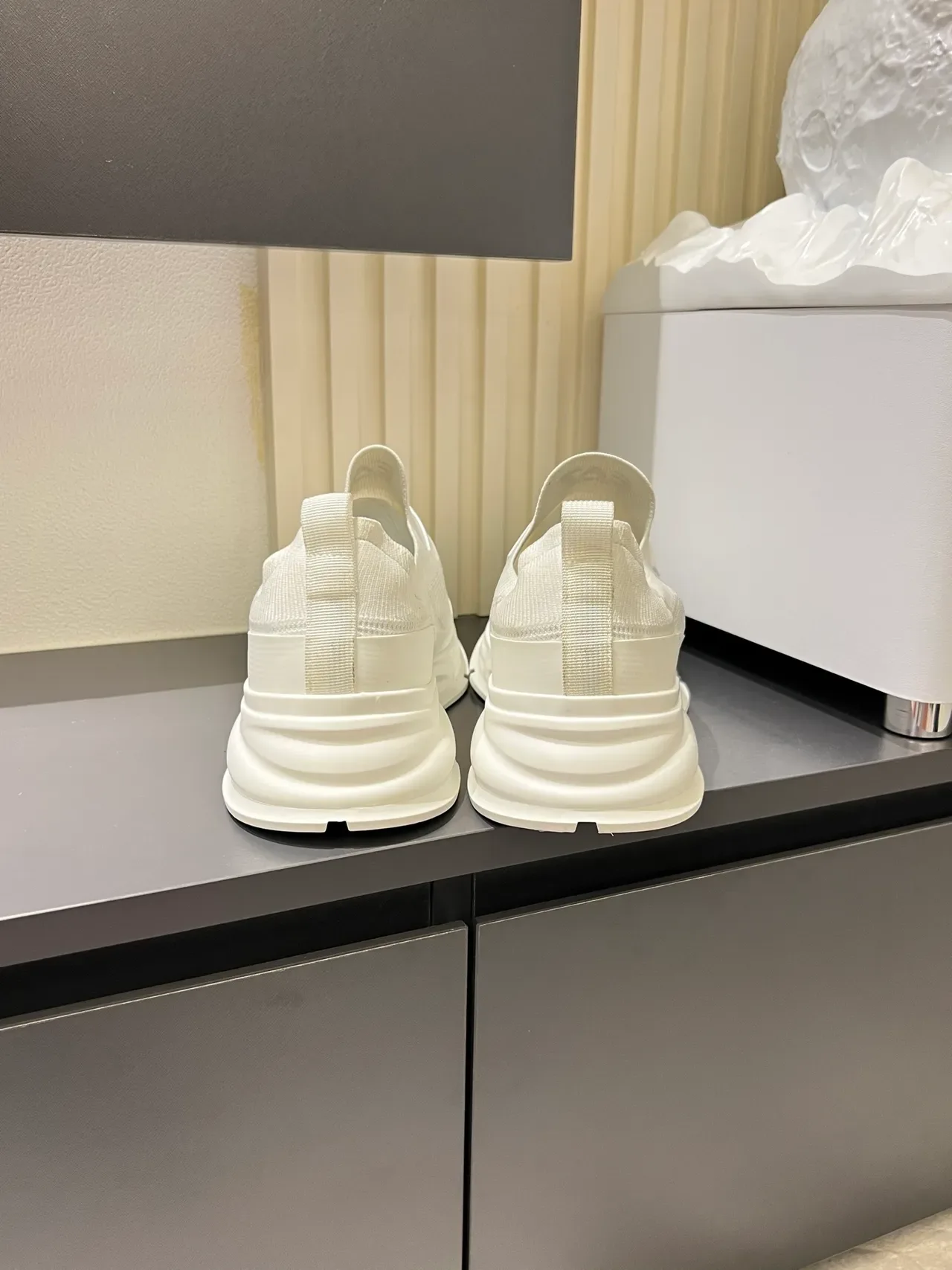 Emporio Armani White Black Slip-On Mesh Upper Lifestyle Sneakers 2
