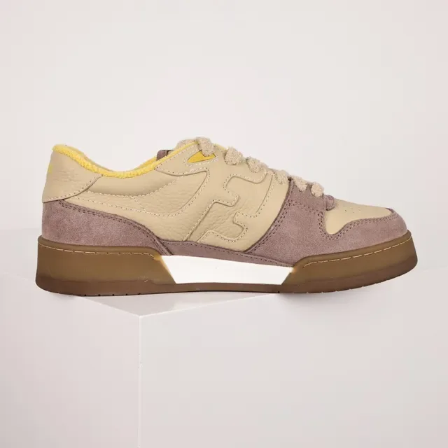 Fendi Beige Brown Low-Top Mixed-Material Upper Sneakers 7