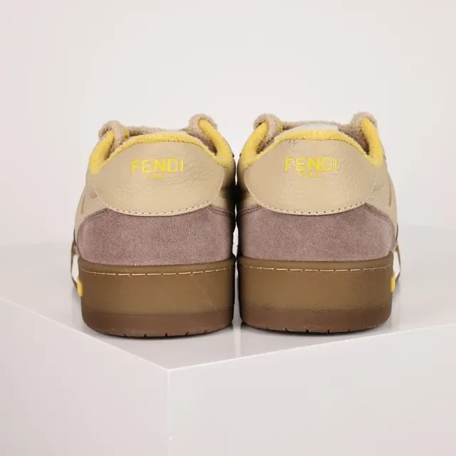 Fendi Beige Brown Low-Top Mixed-Material Upper Sneakers 8