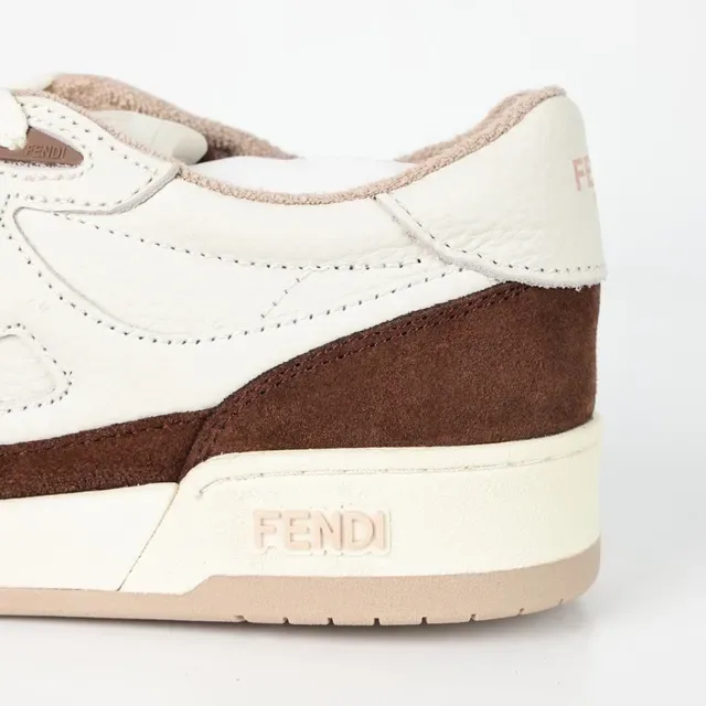 Fendi Beige Marron De Deux Tons Cuir Et Daim Motif Embossé FF Chaussures Lifestyle 4