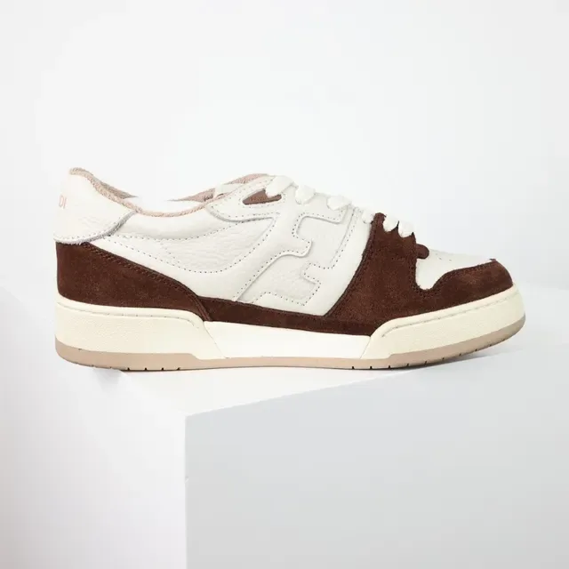 Fendi Beige Marron De Deux Tons Cuir Et Daim Motif Embossé FF Chaussures Lifestyle 7