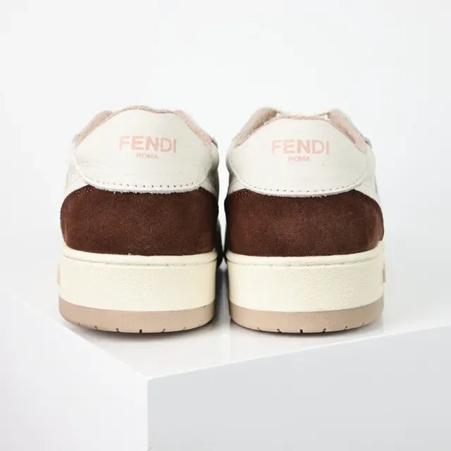 Fendi Beige Marron De Deux Tons Cuir Et Daim Motif Embossé FF Chaussures Lifestyle 8