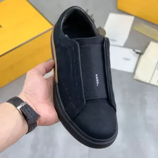 Fendi Black Beige Slip-On Suede Upper Lifestyle Sneakers