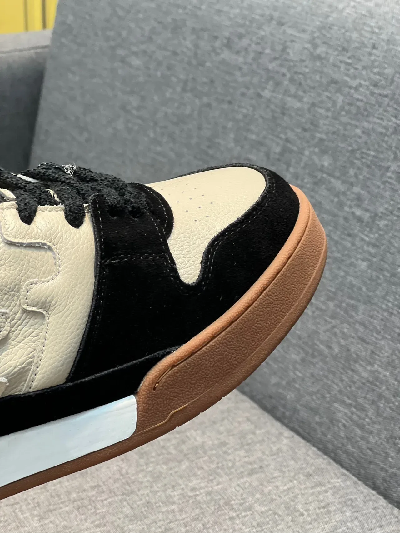 Fendi Black Beige Two-Tone Leather-Suede Upper Gum Rubber Sole Lifestyle Sneakers 4