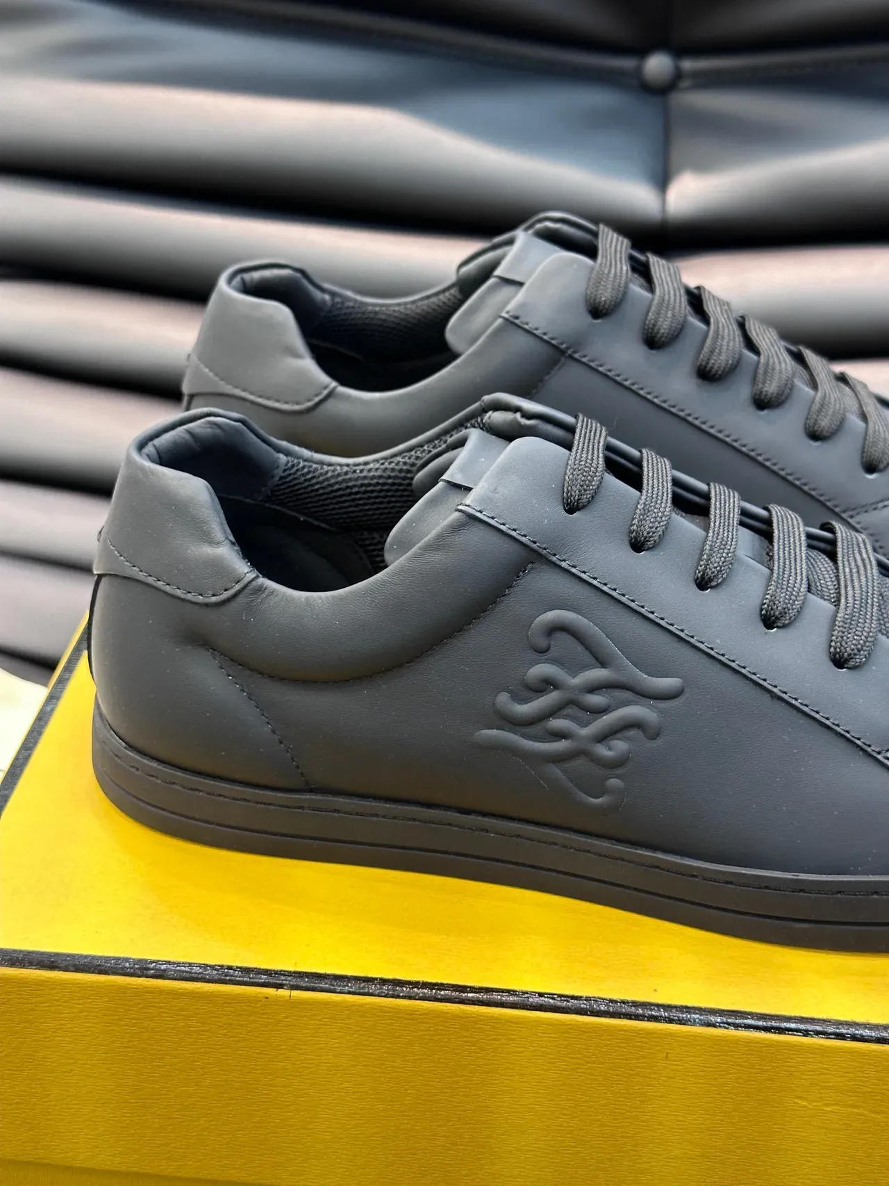 Fendi Black Monochrome Smooth Leather-Like Upper Lifestyle Sneakers 5