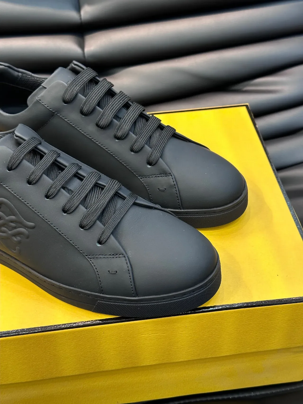 Fendi Black Monochrome Smooth Leather-Like Upper Lifestyle Sneakers 6