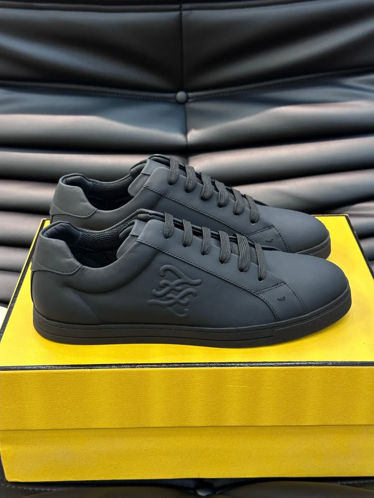 Fendi Black Monochrome Smooth Leather-Like Upper Lifestyle Sneakers 7