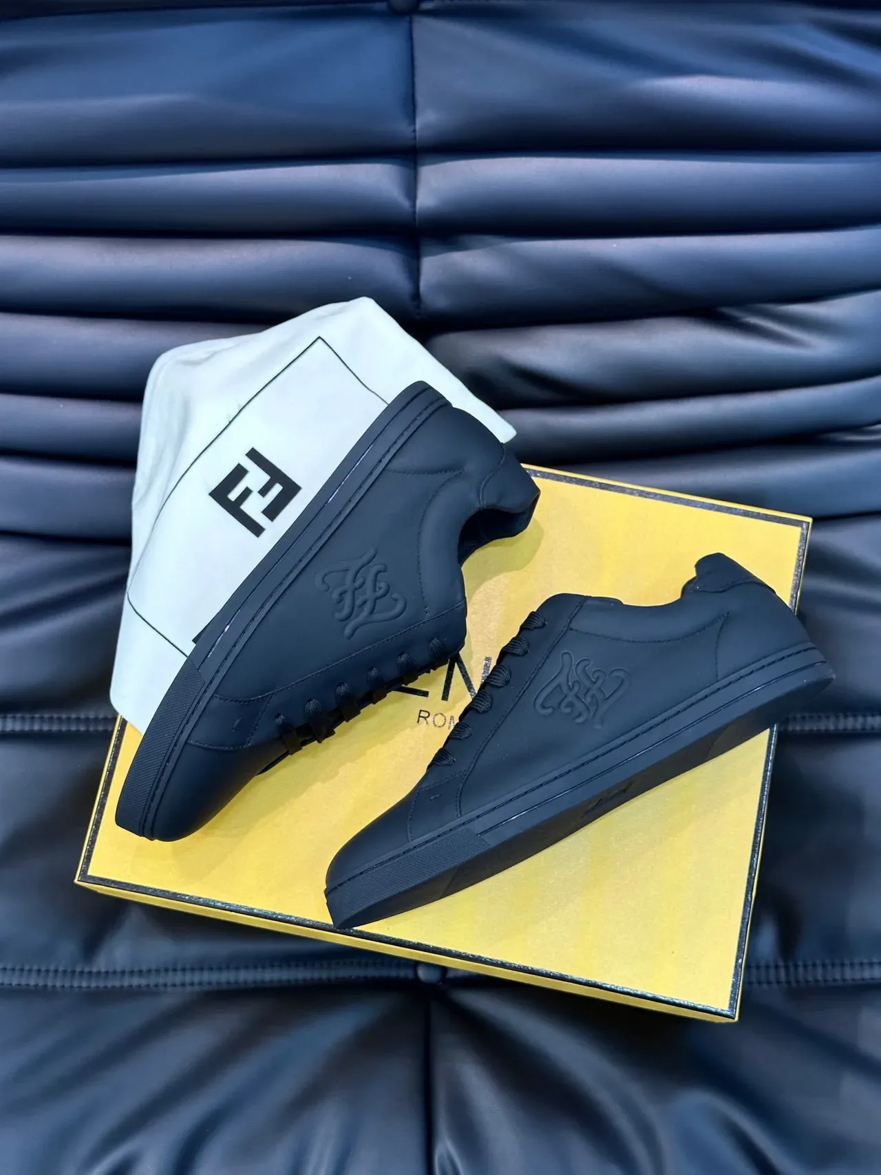 Fendi Black Monochrome Smooth Leather-Like Upper Lifestyle Sneakers 8