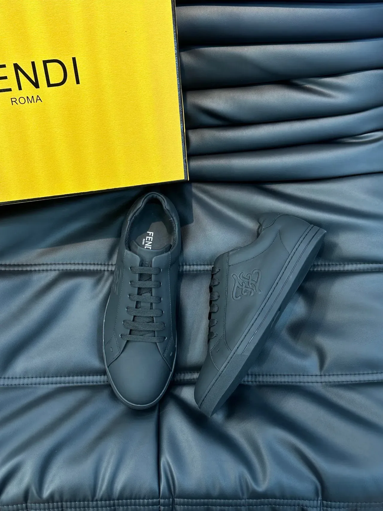 Fendi Black Monochrome Smooth Leather-Like Upper Lifestyle Sneakers 9