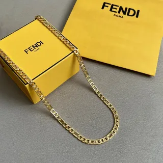 Fendi FF Chain Gold-Tone Curb Necklace
