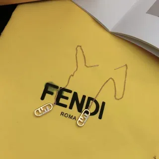 Fendi FF Crystal Pavé Oval Pendant Necklace