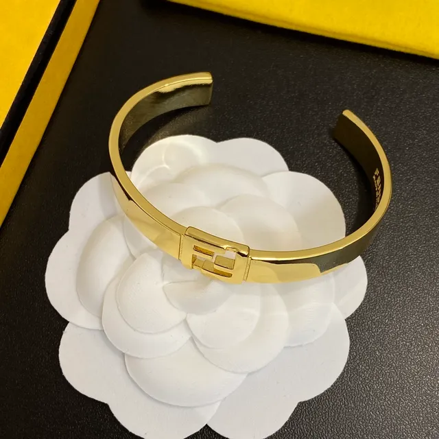 Fendi FF Logo Bracelet ton or et argent Bracelets rigides de poignet 2