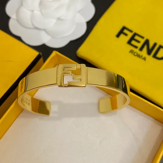 Fendi FF Logo Bracelet ton or et argent Bracelets rigides de poignet 3