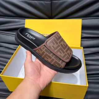Fendi FF Logo Slide Brown and Black Slippers