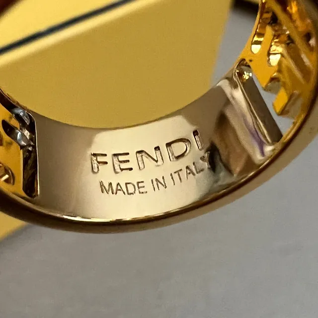 Fendi FF Ring Gold Openwork Logo Ring 2