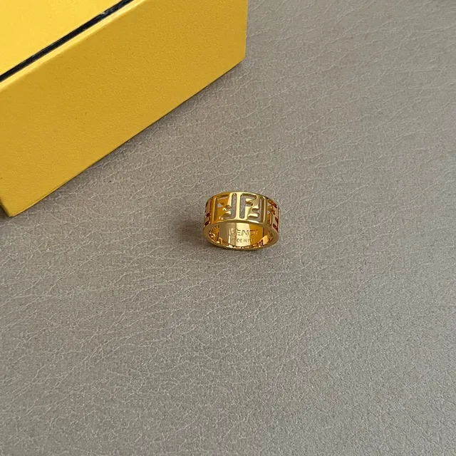 Fendi FF Ring Gold Openwork Logo Ring 3